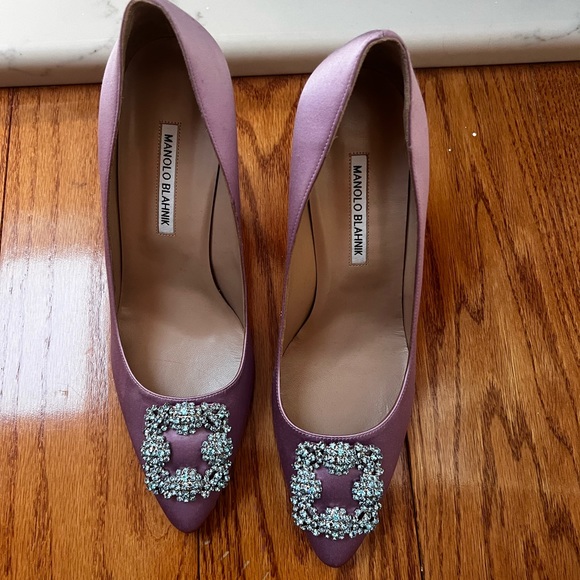 Manolo Blahnik Hangisi lilac satin 105mm pumps Size 41 - Picture 7 of 7